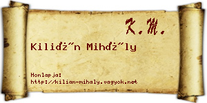 Kilián Mihály névjegykártya
