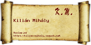 Kilián Mihály névjegykártya